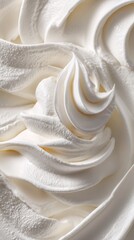 Poster - Close up of Swirled Creamy Texture of Whipped Cream with Smooth and Delicate Surface and Soft Light