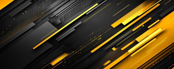 Poster - black and yellow abstract stripes horizontal banner design. modern corporate tech striped concept. t