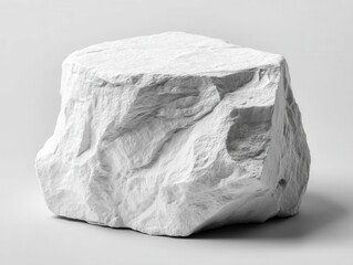 Poster - Minimalist White Rock Formation on Light Background Capturing Texture and Shadow for Product Display and Natural Element