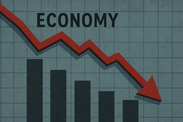 Poster - Declining Economy Graph with Red Arrow Showing Downward Trend