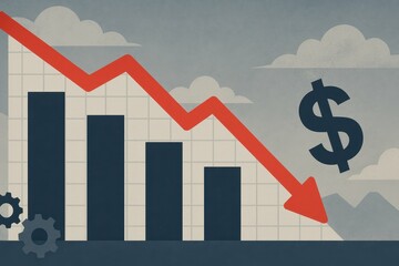 Poster - Declining Revenue Graph Illustrating Economic Downturn and Loss