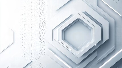 Poster - Abstract white and gray geometric hexagon design background. Modern geometric overlapping elements. Technology science concept with simple halftone effect. Suit for cover, poster