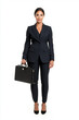 © Levente - Confident Businesswoman in Navy Suit Holding Briefcase on White Background