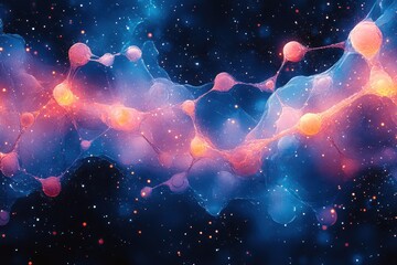 Poster - Abstract depiction of cosmic connections in a vibrant galaxy illustrates the beauty of the universe