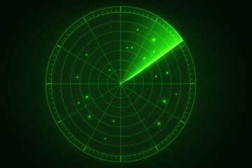 Poster - Green Radar Screen Display with Blips and Echo Detection