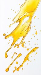 Poster - Dynamic splash of golden liquid against a clean white backdrop creating a visually striking and refreshing composition with a modern abstract style