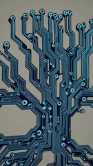 Poster - Futuristic circuit branching: animated tech networks expanding across digital landscape