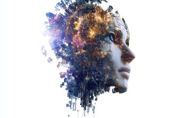 Poster - Generative AI interface displaying morphing visuals and evolving digital art on a white background
