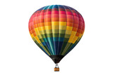 PNG Colorful hot air balloon with rainbow stripes in flight