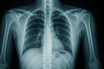 Naklejka na meble Human Chest X-ray Showing Lungs, Ribs, and Heart in Detail