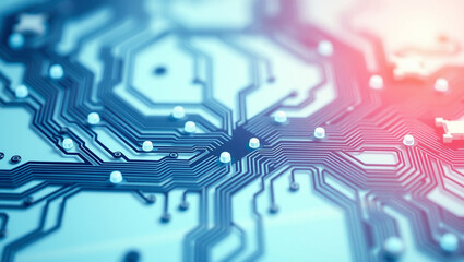Abstract Technology Concept with a Dominant Blue Circuit Background