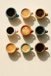 © Kitta Studio - Colorful Coffee Cups Arranged in a Beautiful Flat Lay Composition