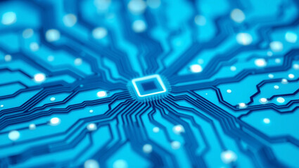 Abstract Technology Concept with a Dominant Blue Circuit Background