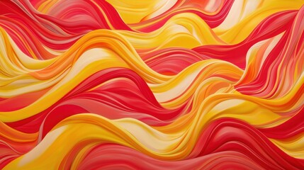 Poster - Colorful waves in shades of orange, red, and yellow create a lively and dynamic visual. This abstract artwork captures movement and energy through its flowing design