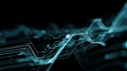 Poster - Illuminating the Data Stream: Dynamic lines of light weave and pulse against a deep, black backdrop, symbolizing the complex flows of information in a digital world. 