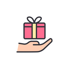 Fototapete - Give present colored icons, minimalist vector illustration ,simple transparent graphic element .Isolated on white background