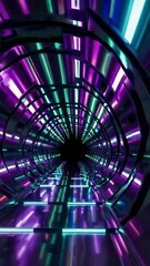 Poster - Futuristic neon tunnel with dynamic lights and reflections