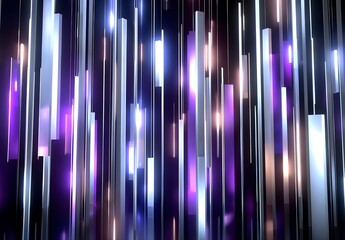Poster - Abstract Glowing Vertical Lines Background with Purple Blue Silver and White Lights