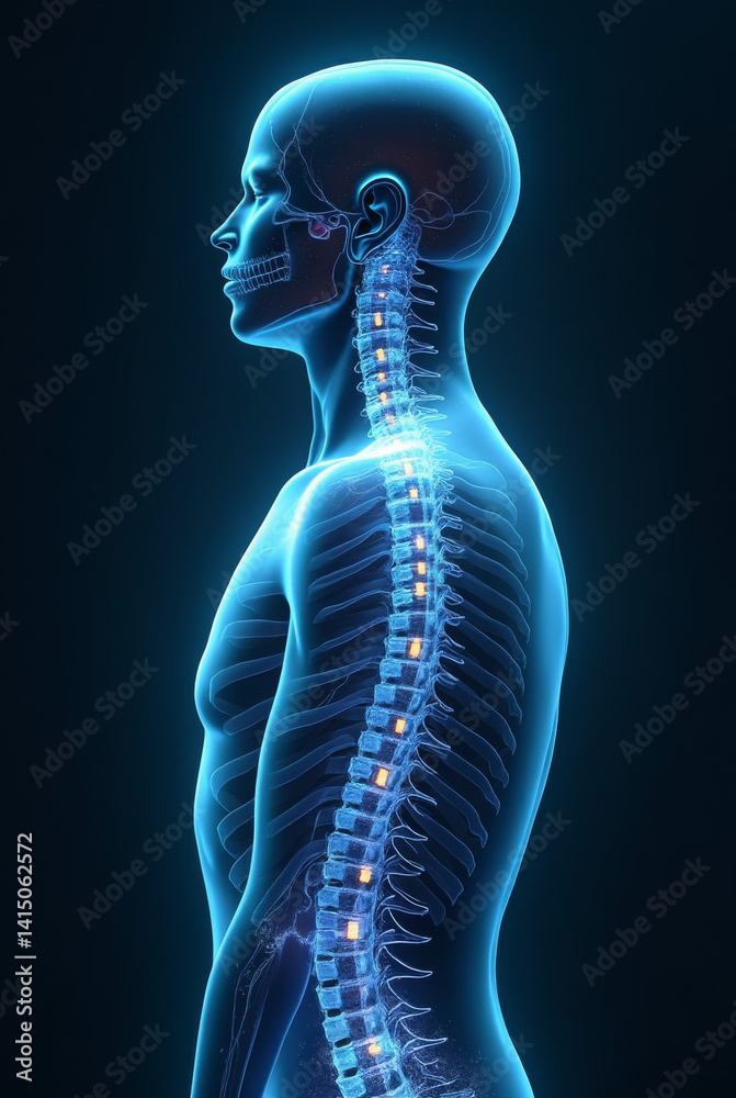 Generative AI Human Spine X-Ray Anatomy Illustration spine human body ...