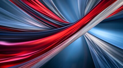 Wall Mural - bold red streaks on blue background with metallic textures in abstract art style made with generativ