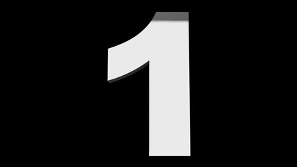 Number one 3d animation seamless loop on black background. 4K