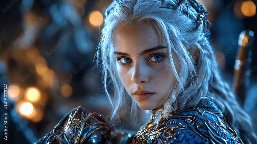 Powerful fantasy warrior woman portrait Stock Photo | Adobe Stock