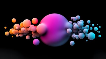 Fototapete - Colorful sphere of many small spheres surrounding it. The sphere is purple and the other spheres are in various colors