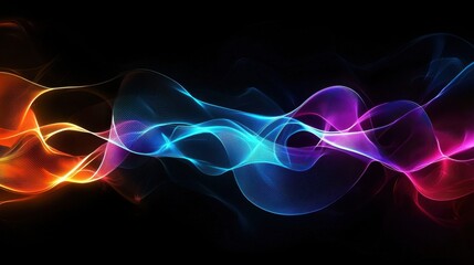 Poster - Swirling waves of vibrant colors flow smoothly against a black backdrop, creating an enchanting visual effect that suggests energy and movement