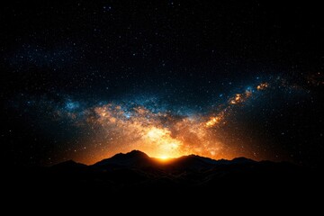Wall Mural - starry night over mountains (1)