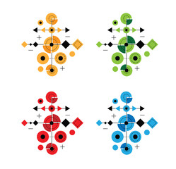 Poster - Line Art Different Geometric Figures Design Element Various Colors. Graphic design for website and abstract technology vector art