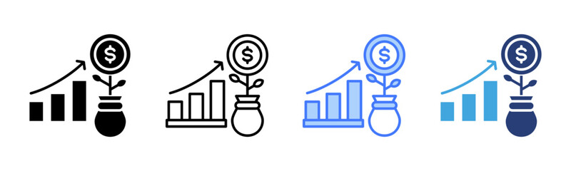 Poster - Business Growth icon sheet multiple style collection