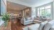 © ethan - Modern Living Room Interior with Sectional Sofa and Dining Area