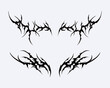 © Luqman - Symmetrical tribal cyber sigilism brutalism element clip art vector collection for streetwear clothing design tattoo sticker editable