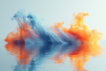 Poster - Fluid patterns of blue and orange swirling in water create an artistic representation of tranquility and movement