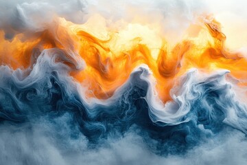 Fototapete - Bold colors blend in swirling cloud formations resembling waves at sunset