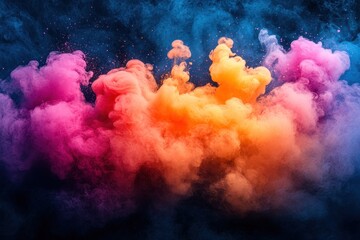 Poster - Colorful smoke cloud creates dynamic visual spectacle in vibrant display of hues
