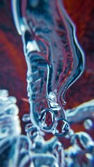 Poster - Mesmerizing fluid dynamics with colorful liquid swirls and rising bubbles in macro view