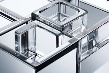 Aufkleber - Modern arrangement of glass cubes reflecting light creating an elegant optical illusion abstract background concept