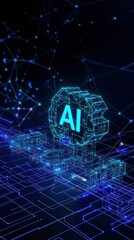 Poster - A futuristic digital representation of AI, featuring interconnected circuits and a glowing 