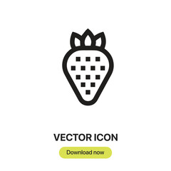 Aufkleber - Strawberry icon vector. Linear-style sign for mobile concept and web design. Strawberry symbol illustration. Pixel vector graphics - Vector.	
