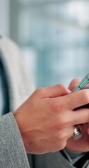 Poster - Hands, phone and businessman in office typing for email, communication or contact online. Technology, closeup and male attorney texting client on mobile app for legal report, proposal or case.