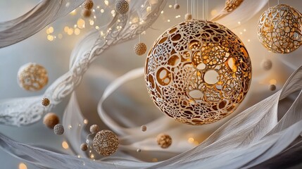 Aufkleber - Whimsical decorative orbs for magical celebrations studio setting digital art ethereal atmosphere close-up fantasy theme