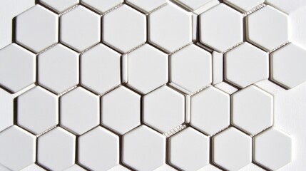 Poster - Hexagonal white ceramic tile pattern.