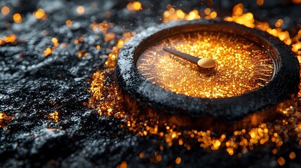 Poster - glowing fuel gauge progress bar on textured black background