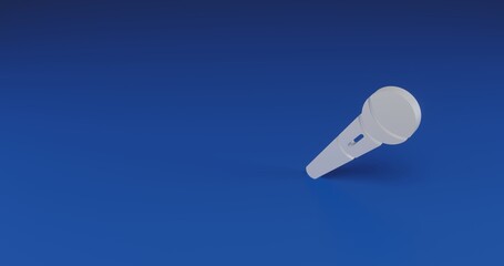 Poster - Isolated realistic white microphone symbol with shadow. Located on the right side of the scene. 3d illustration on transparent background