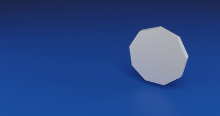 Poster - isolated realistic white nonagon symbol with shadow. located on the right side of the scene. 3d illu