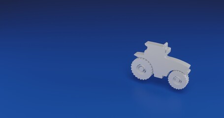 Poster - Isolated realistic white tractor icon with shadow. Located on the right side of the scene. 3d illustration on transparent background