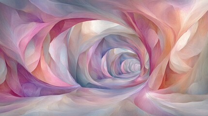 Poster - abstract pastel pink, purple and beige swirling tunnel. digital art with soft, dreamy lighting.