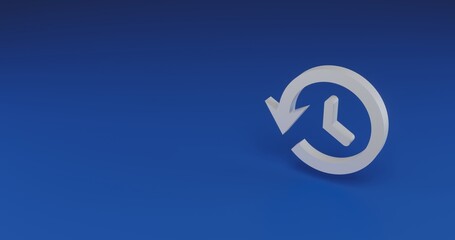 Poster - Isolated realistic white time back symbol with shadow. Located on the right side of the scene. 3d illustration on transparent background