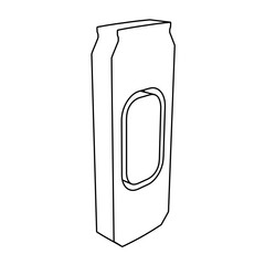 Poster - The outline of a large beer can symbol is made with black lines. 3D view of the object in perspective. Vector illustration on white background